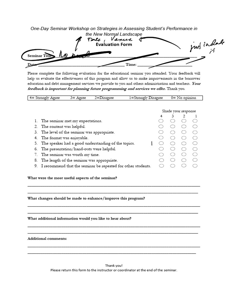 Edited - Seminar and Workshop Evaluation Form.. | PDF