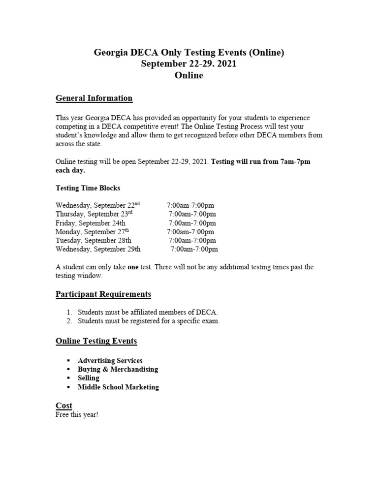 Ga Only Testing Events - Testing Guidelines | PDF