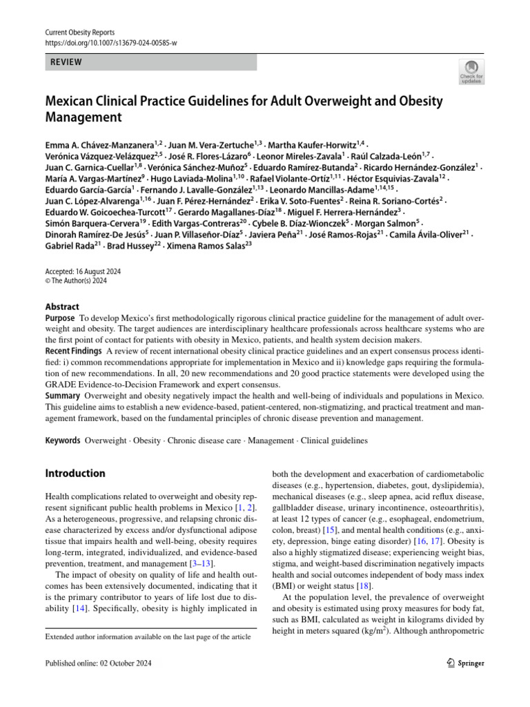 Mexican Clinical Practice Guidelines For Adult Overweight and Obesity ...