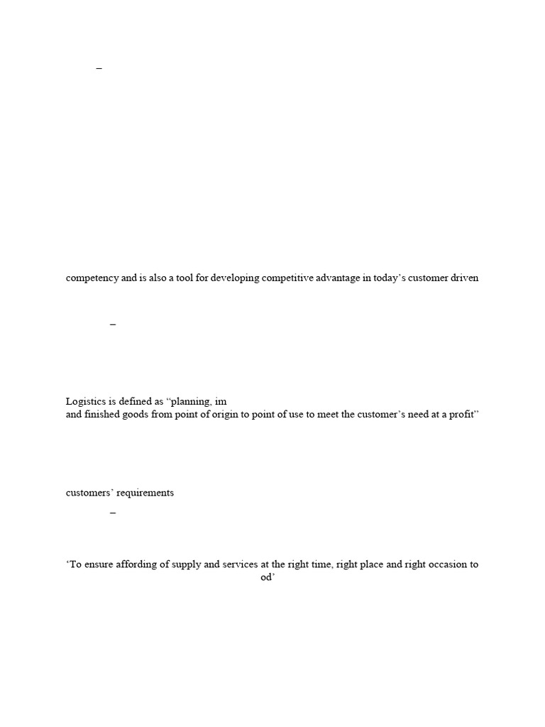 Unit 1 - Introduction To Logistics Management | PDF