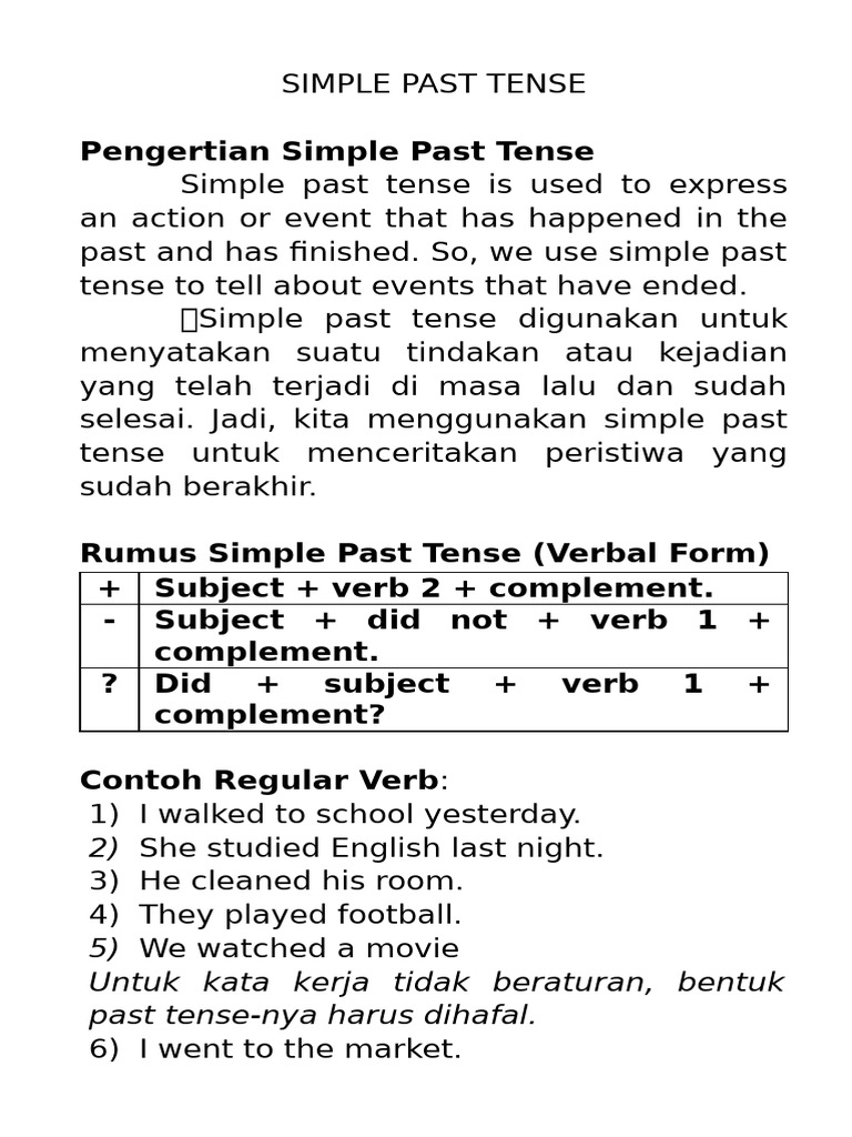 Simple Past Tense | PDF