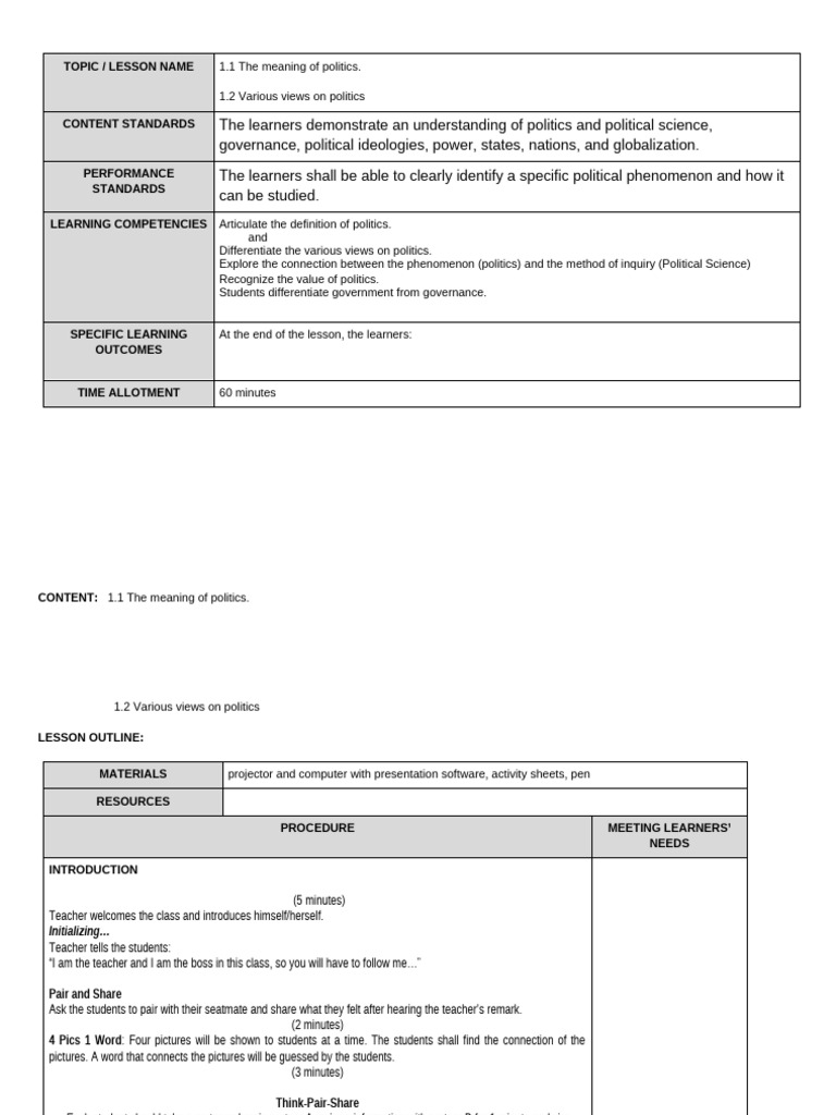 Teaching Guide Template | PDF