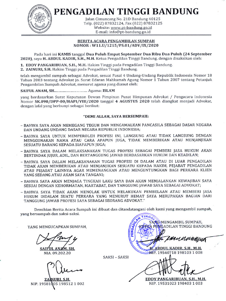 Pengadilan Tinggi Bandung | PDF