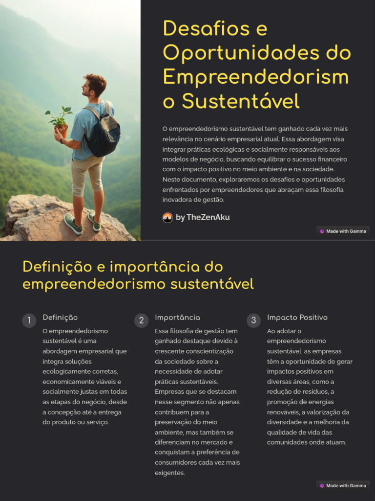 Desafios e Oportunidades Do Empreendedorismo Sustentavel | PDF