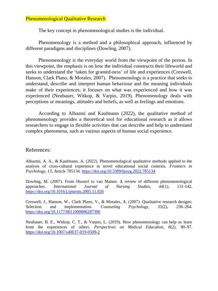 DATA ANALYSIS IN PHENOMENOLOGICAL QUALITATIVE RESEARCH intelligence overview