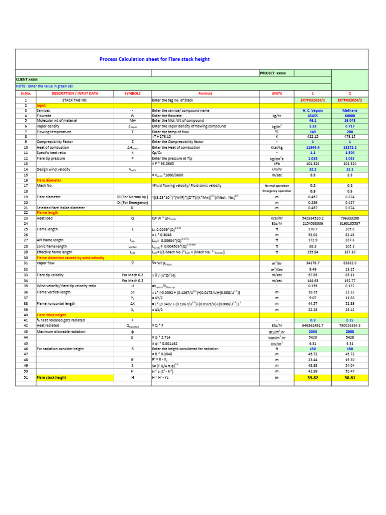 Flare Stack Height Calculation Guide | PDF | Chemical Engineering ...