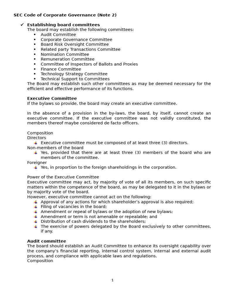 SEC Corporate Governance Guidelines | PDF | Board Of Directors ...