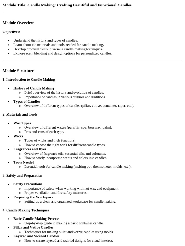 Module Title ON CANDLE MAKING | PDF