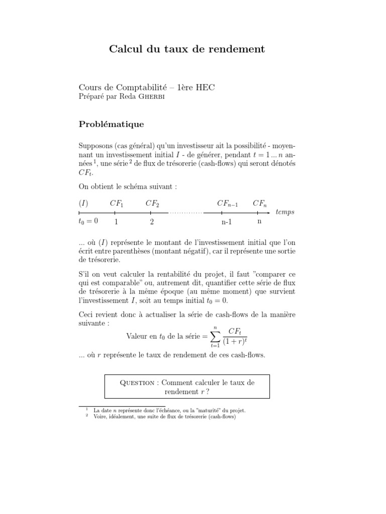 Calcul du Taux de Rendement | PDF | Investir | Argent