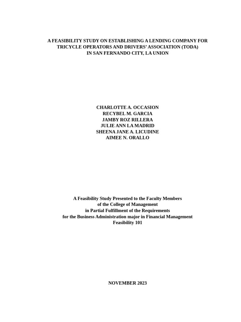 A Feasibility Study | PDF