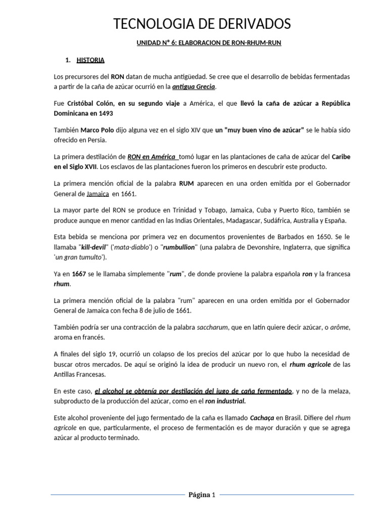 Elaboracion de Ron | PDF