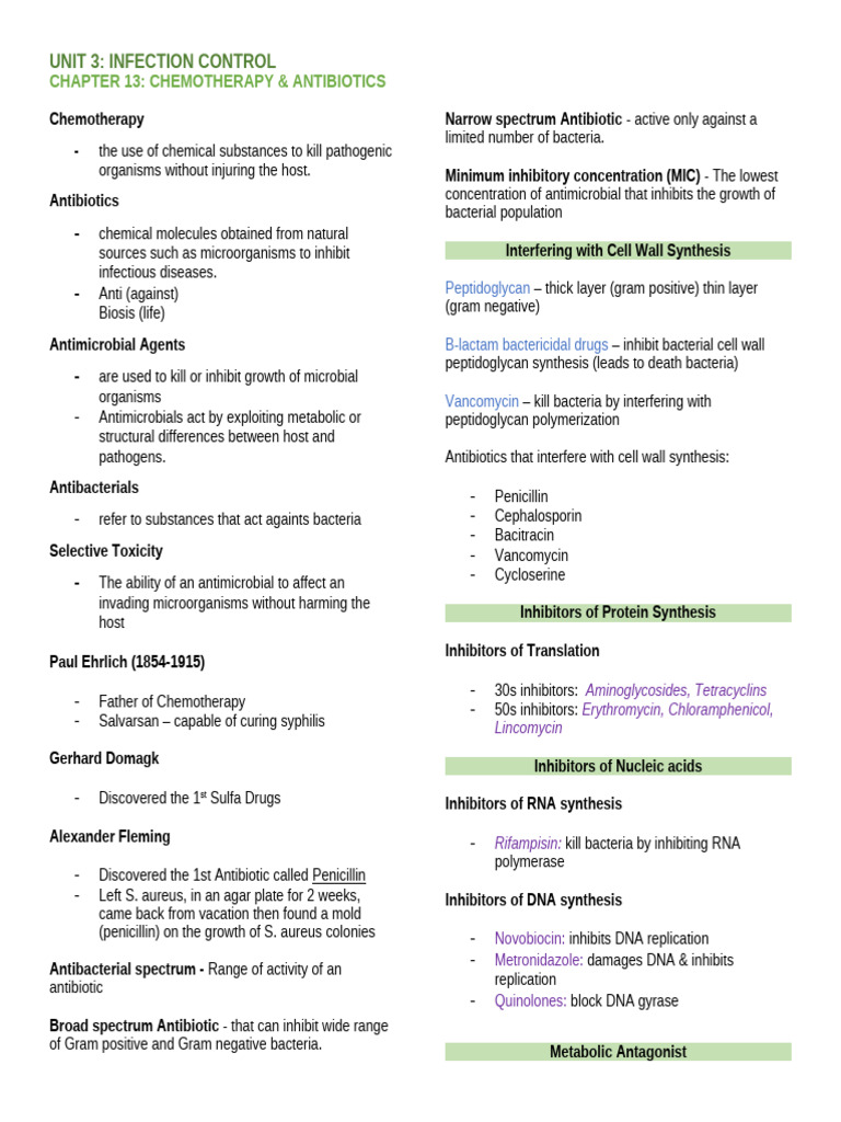 Chemotherapy and Antibiotics Overview | PDF | Bacteria | Science ...