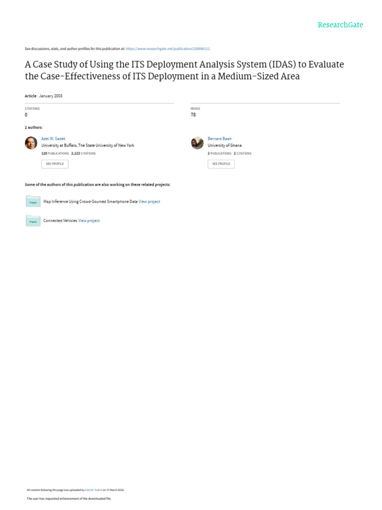 A Case Study of Using The ITS Deployment Analysis | PDF