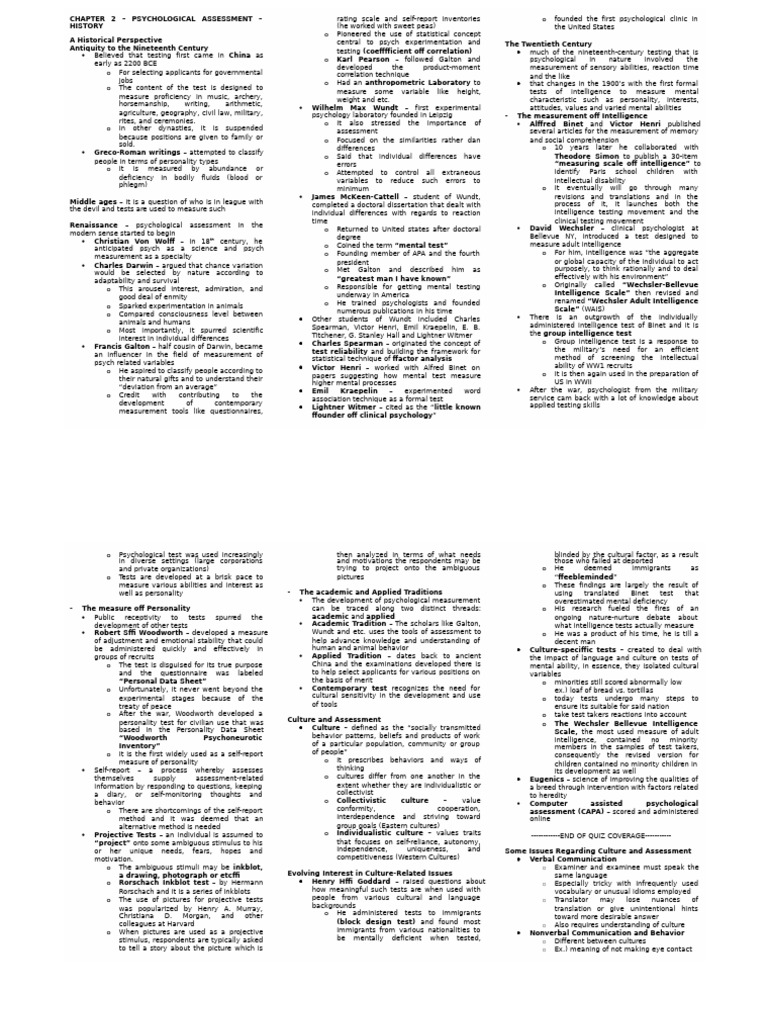 Chapter 2 history psychological testing and assessment an introduction