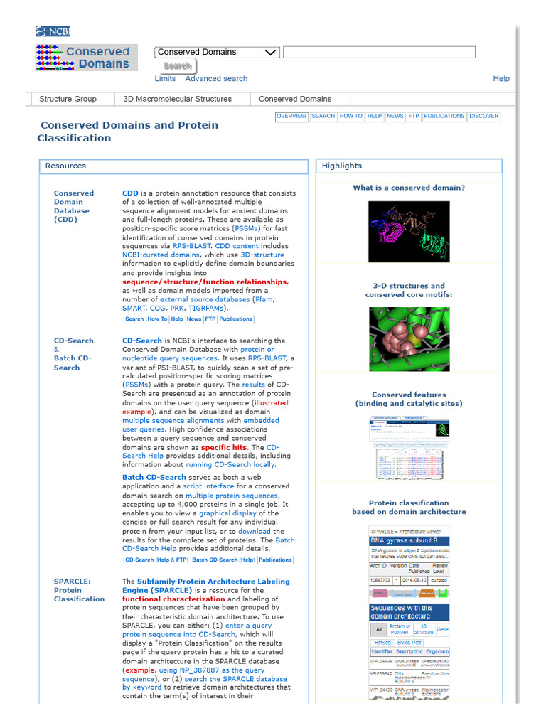 Conserved Domains Database (CDD) and Resources | PDF