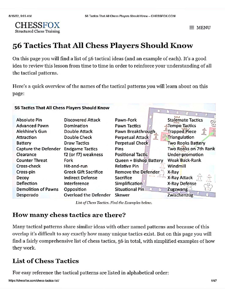 56tactics That All Chess Players Should Know. | PDF