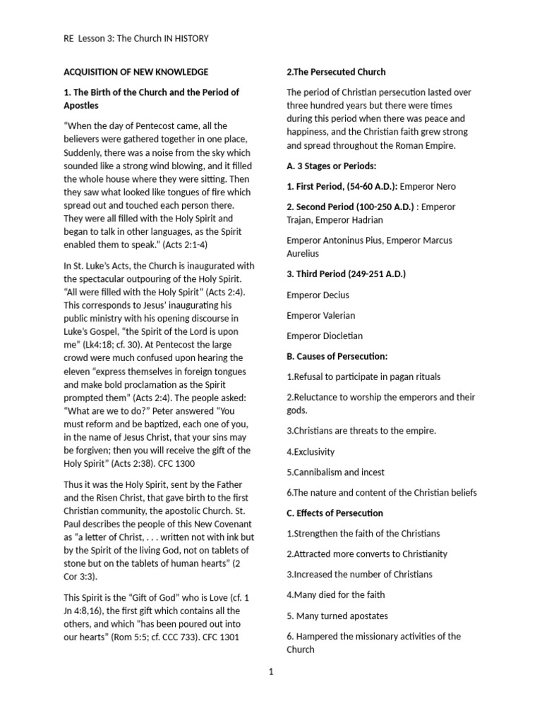 Re Lesson 3the Church in History | PDF
