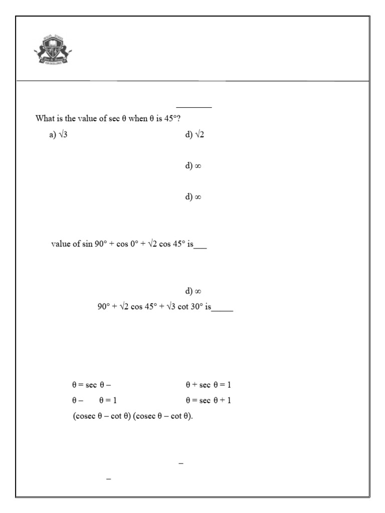 CH 8 Trigonometry | PDF