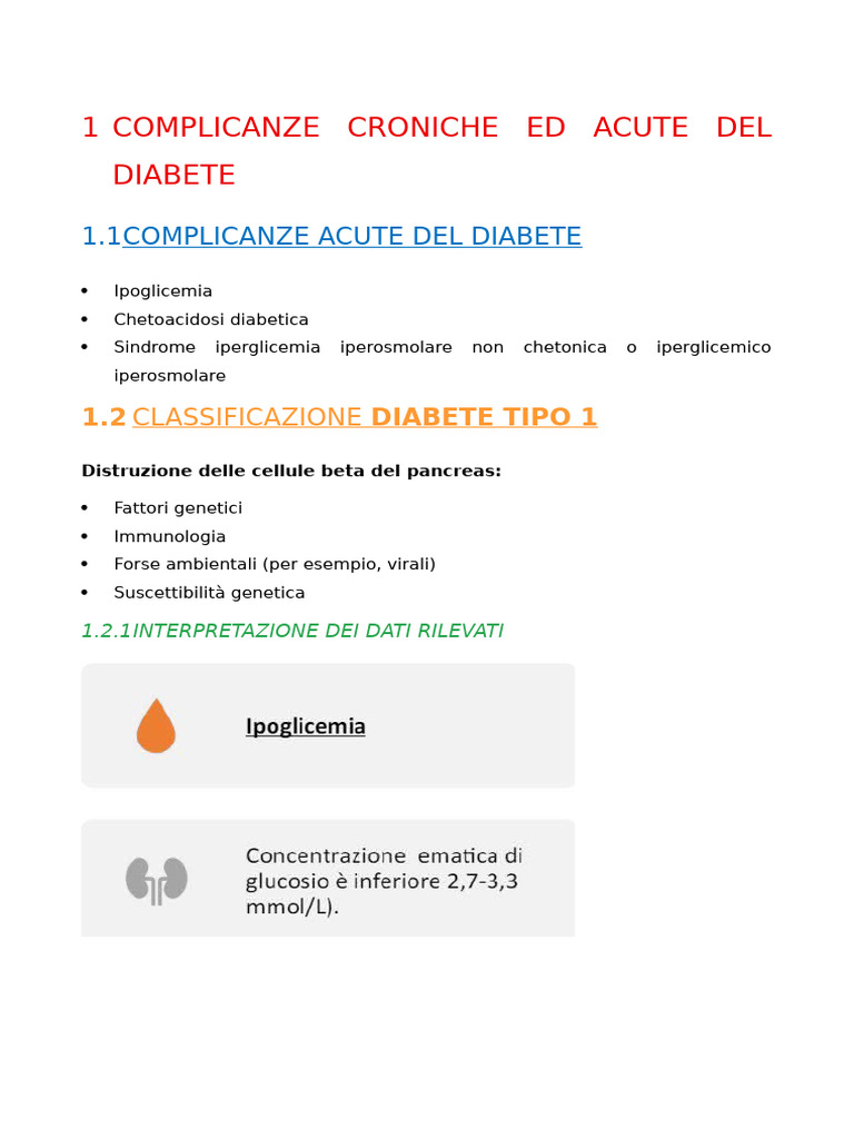 Complicanze Croniche Ed Acute Del Diabete | PDF