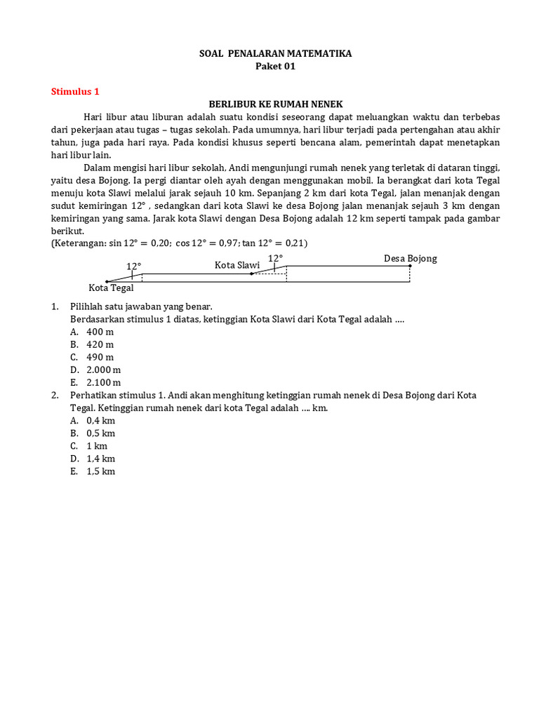 Soal Penalaran Matematika Paket 01 Pdf