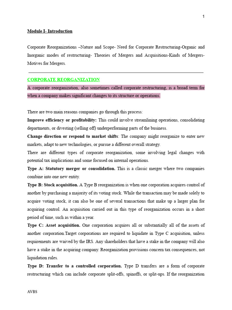Mergers M 1 | PDF