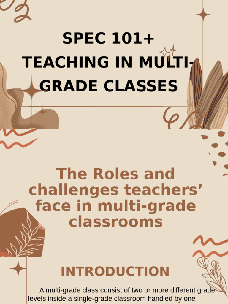 SPEC 101+ Teaching in Multi-Grade Classes | PDF