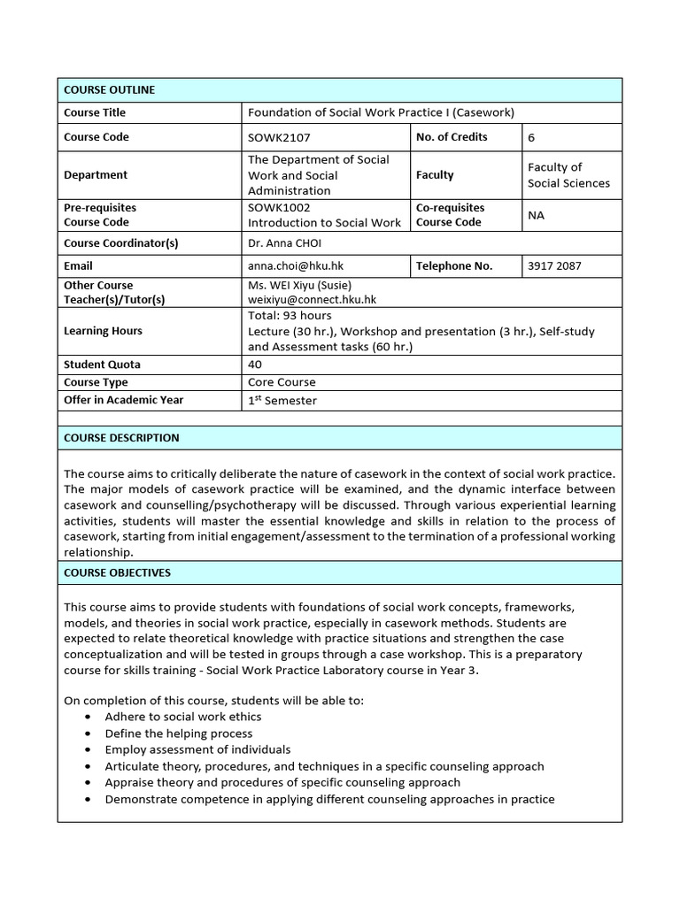SOWK2107 - Course Outline - 2024-25 - 20240905 - To Student | PDF