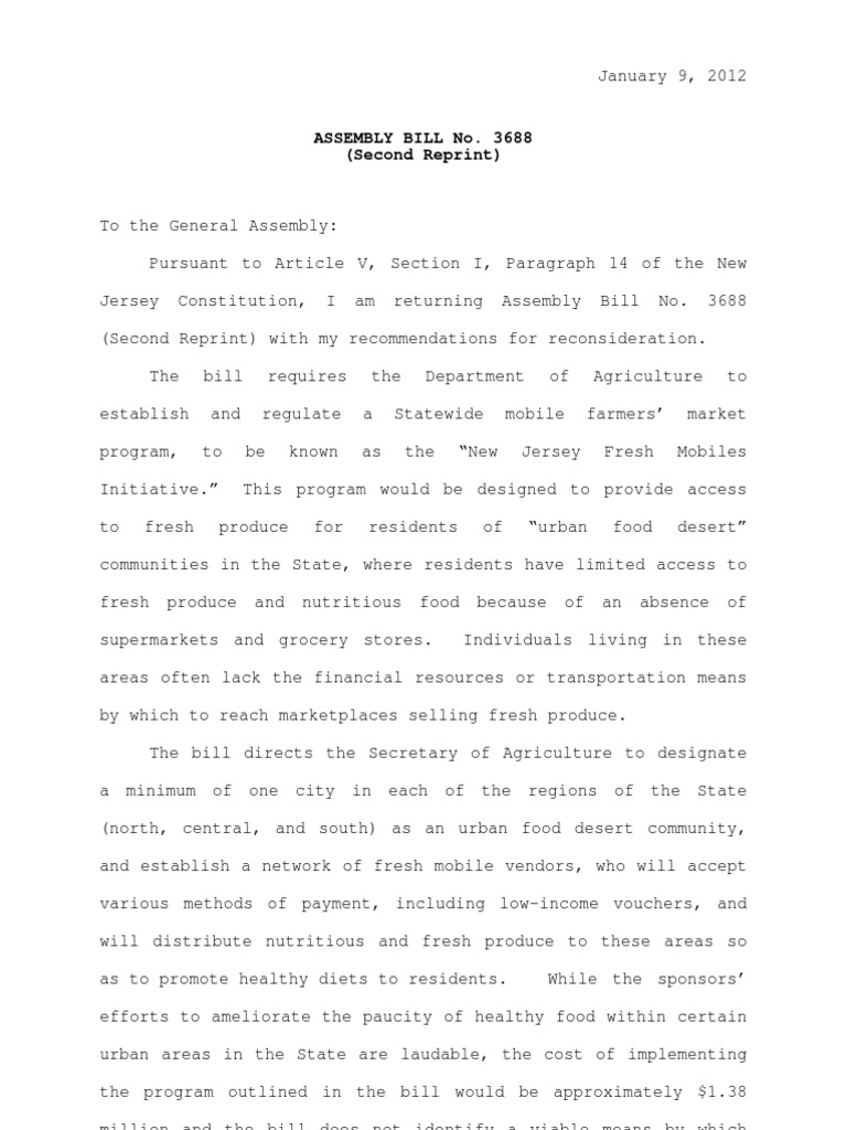 Assembly Bill No. 3688 (Second Reprint) PDF Food And Drink Foods