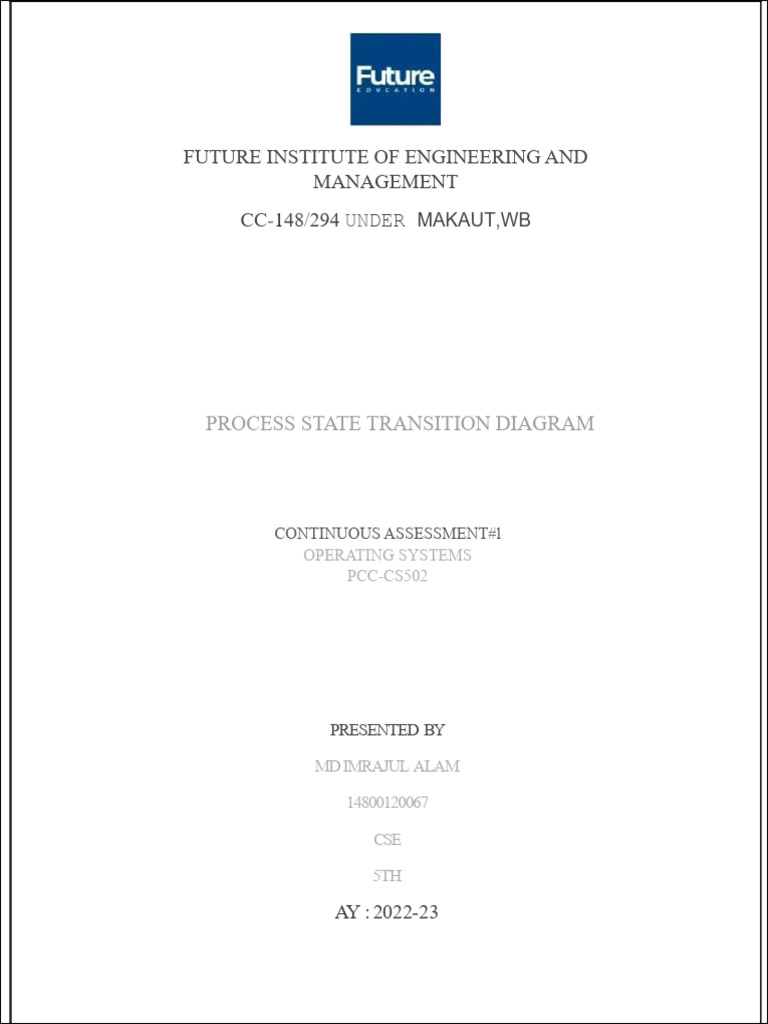 Future Institute of Engineering and Management CC 48 294: Process State ...
