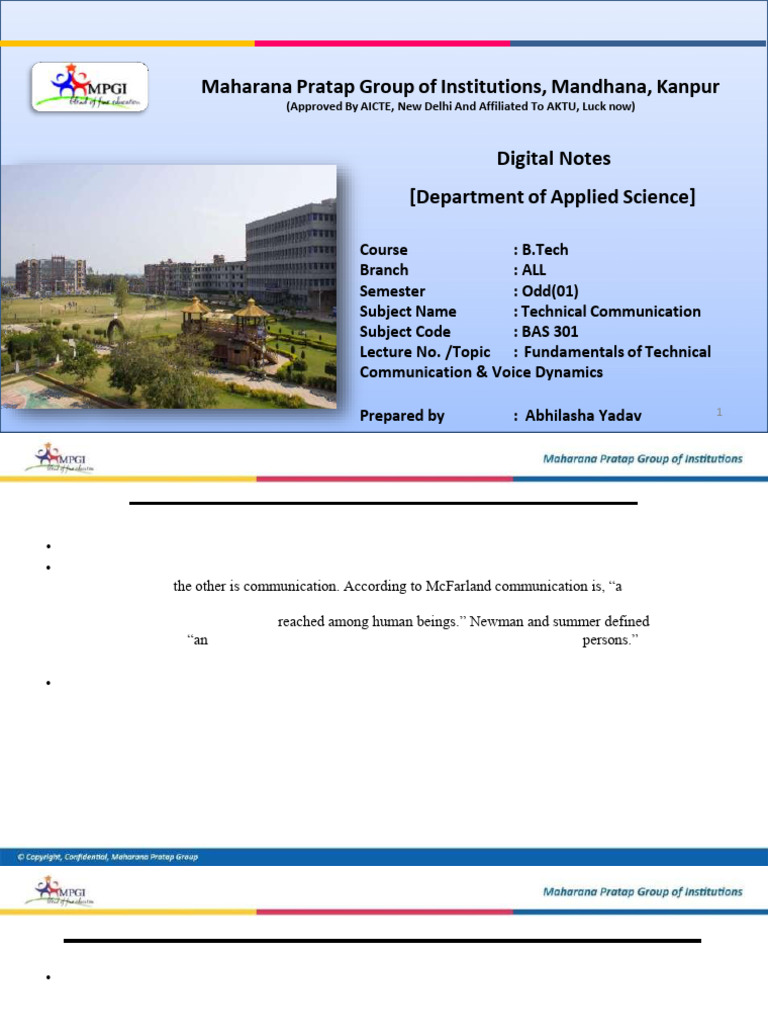 Unit 1-Fundamentals of Technical Communication | PDF