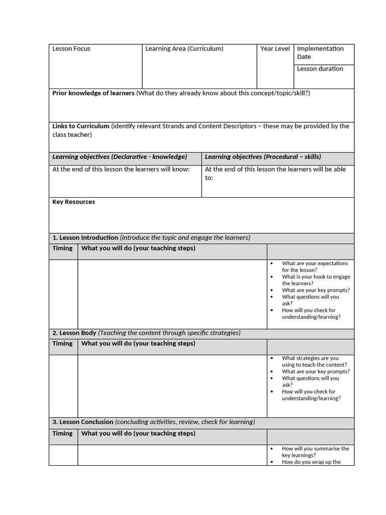 Lesson plan template pp1 2023 pdf