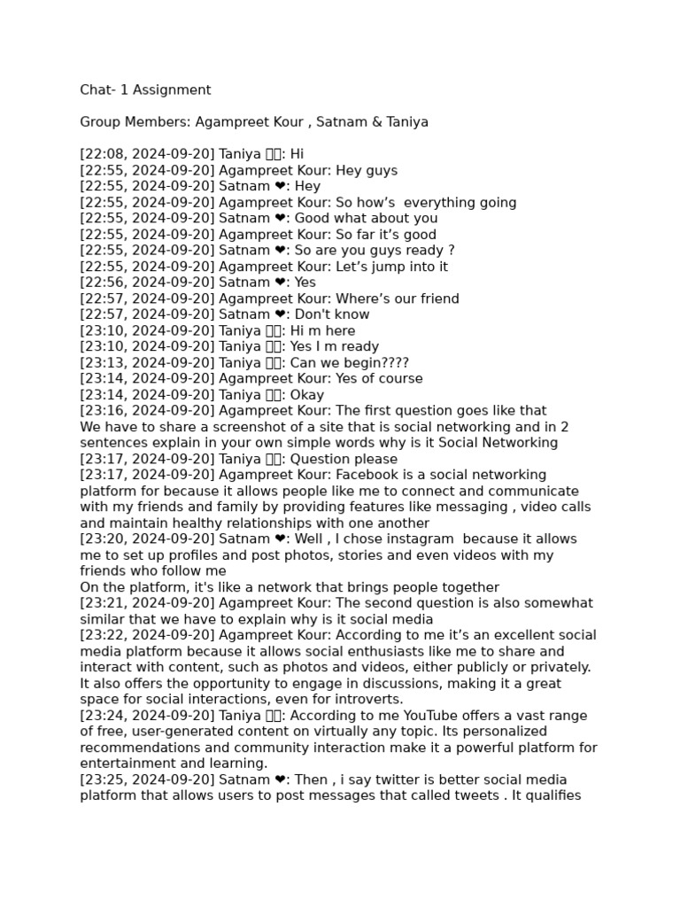 Chat 1 Assignmnet | PDF