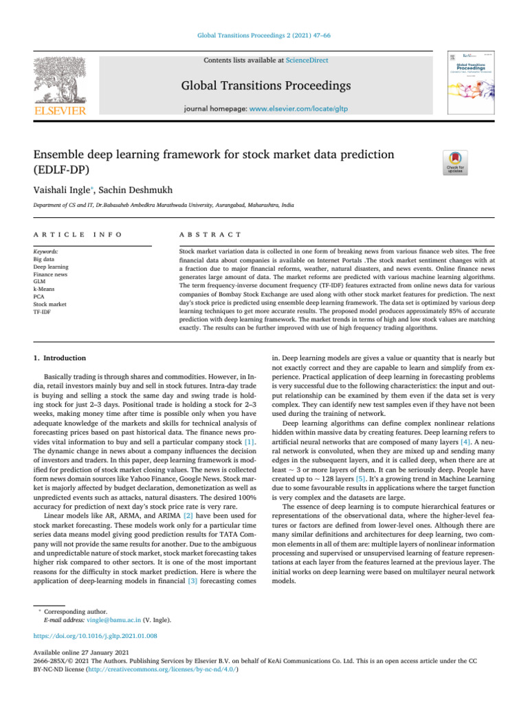 Ensemble Deep Learning for Stock Prediction | PDF | Principal Component ...
