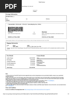 Flight Itinerary UDR-BOM 07122023