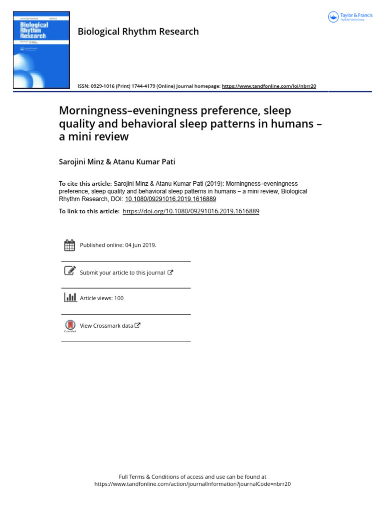 Morningness-Eveningness Preference, Sleep Quality and Behavioral Sleep ...