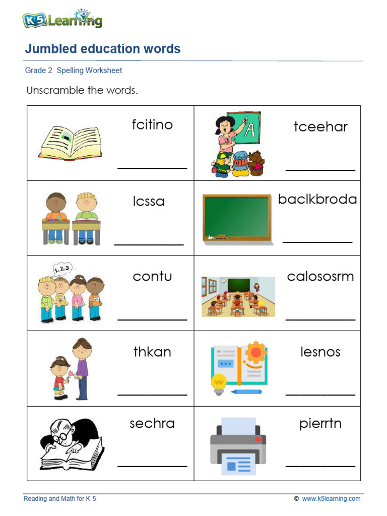 Grade 2 Jumbled Words 1 | PDF