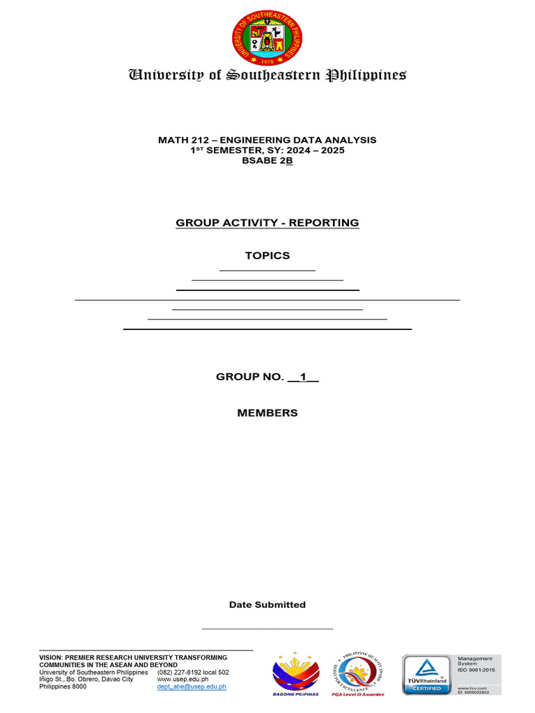Math 212 Group Activity Reporting Written Report Format | PDF