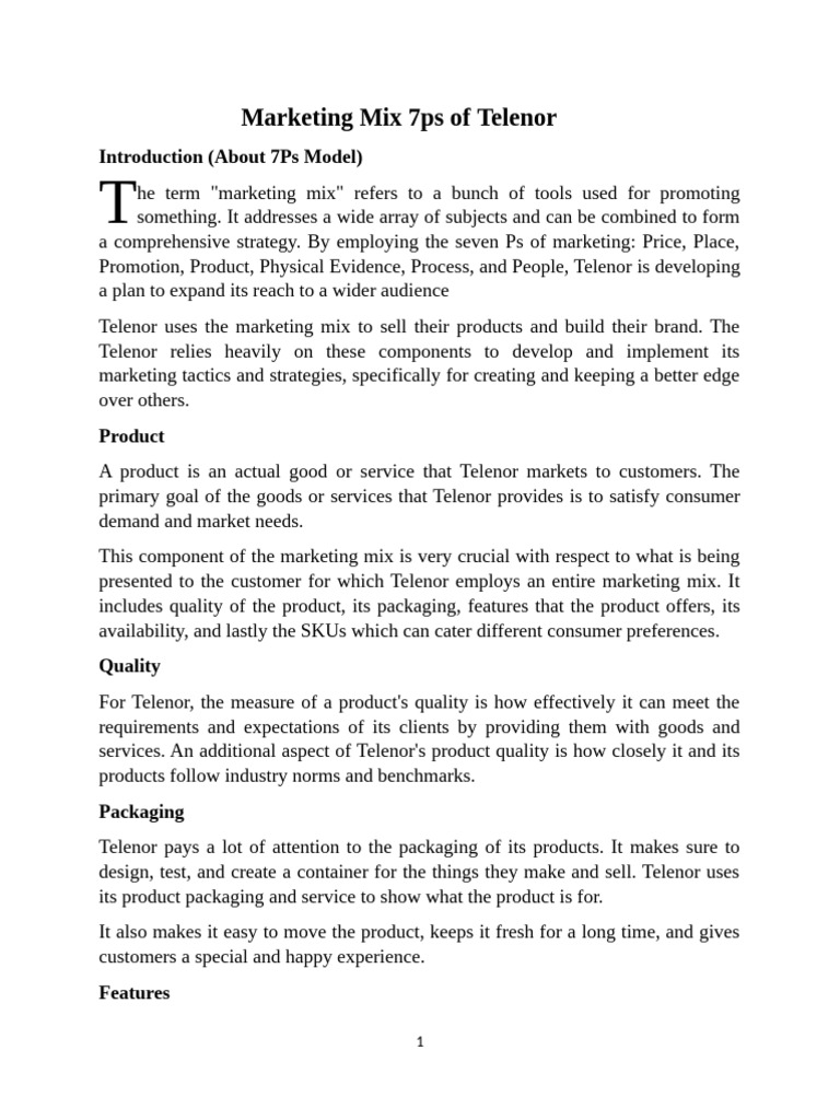 Marketing Mix 7ps of | PDF