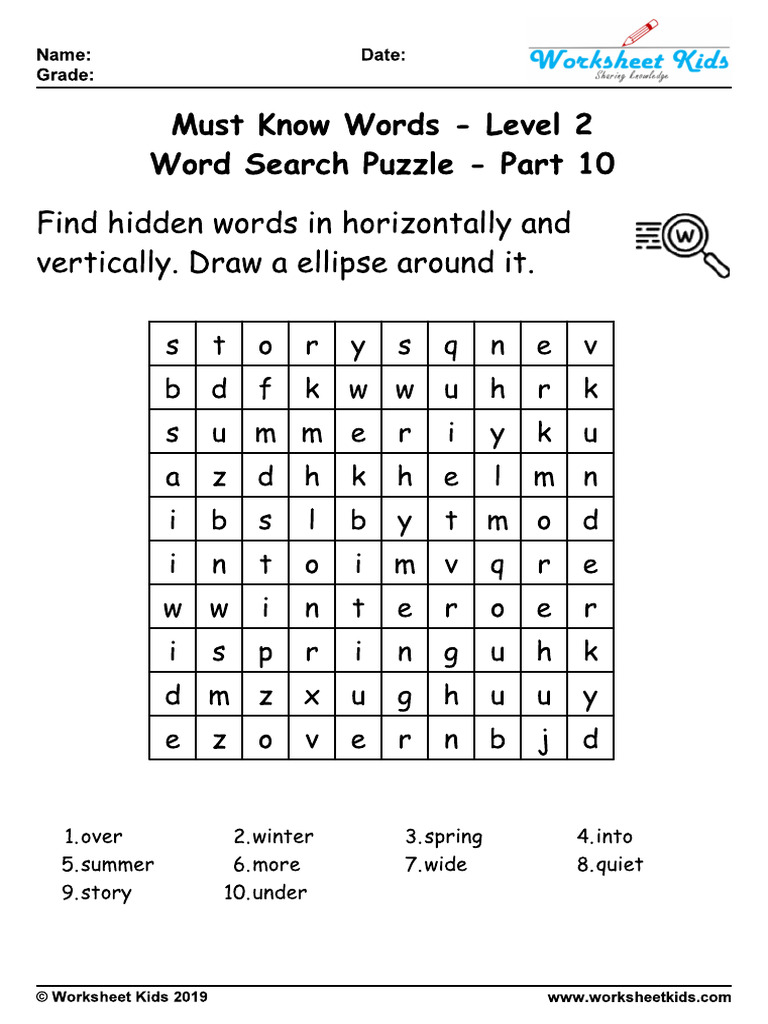 100 Words Word Search Grade 2 - Part10 - 1 | PDF