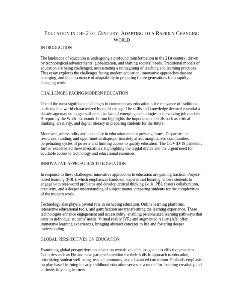 Education in The 21st Century | PDF