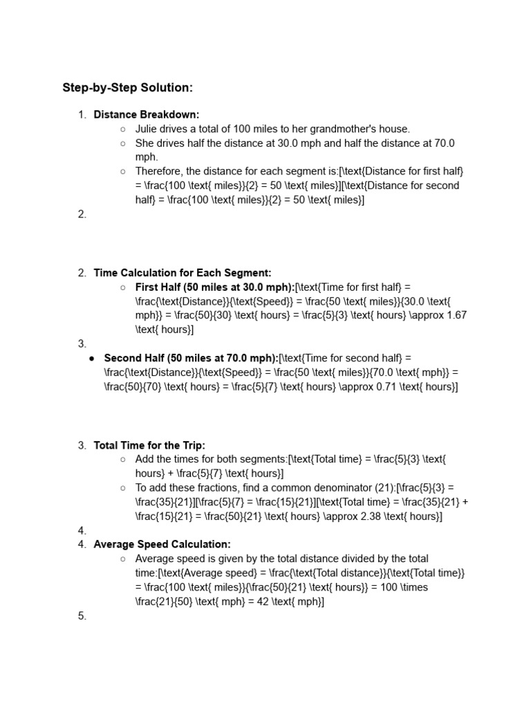 Step-by-Step Solution:: Distance Breakdown | PDF