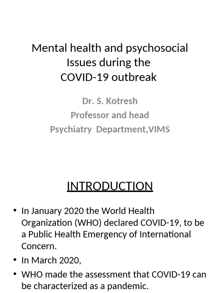 Mental Health and Psychosocial Considerations During The | PDF
