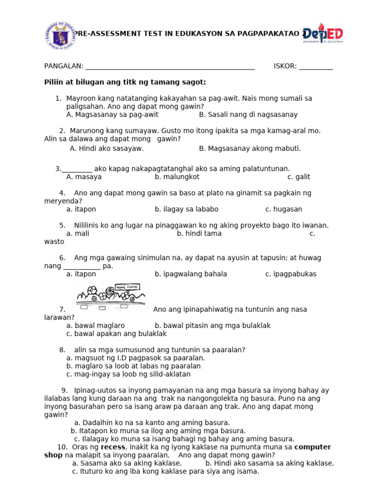 Pre-Test - Esp 2 | PDF