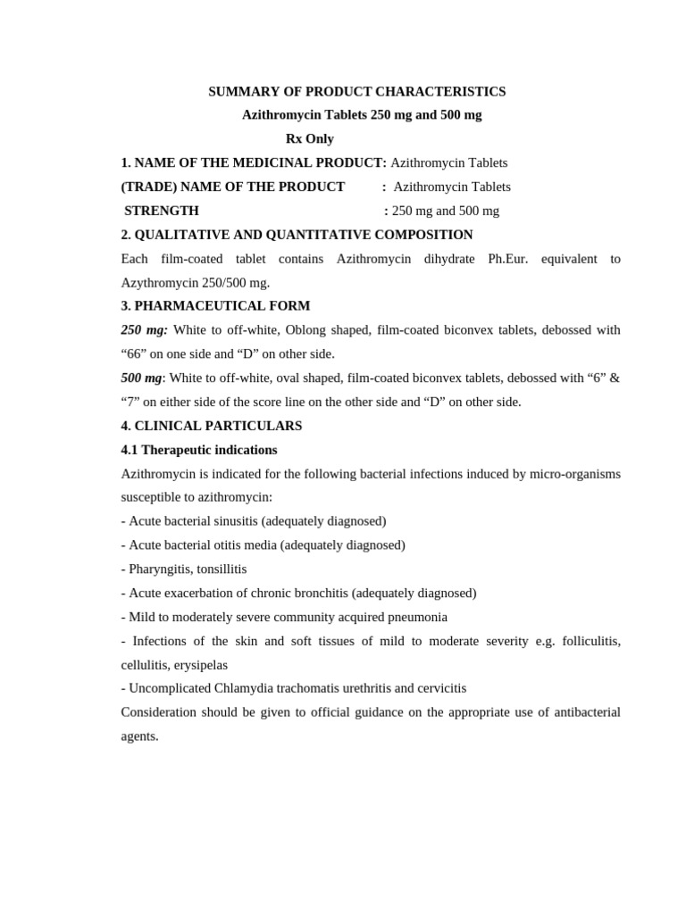 Insert Azithromycin Tblets 500 MG English | PDF