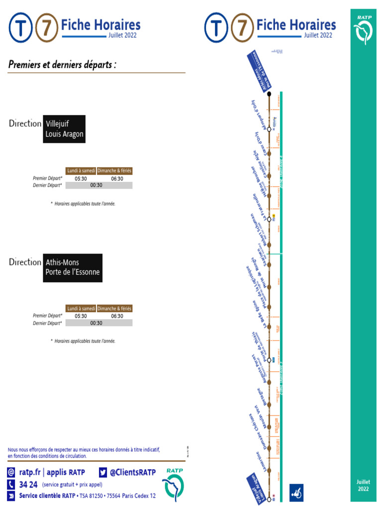 Fiches Horaires Tram Line-T7 Bidirectional | PDF
