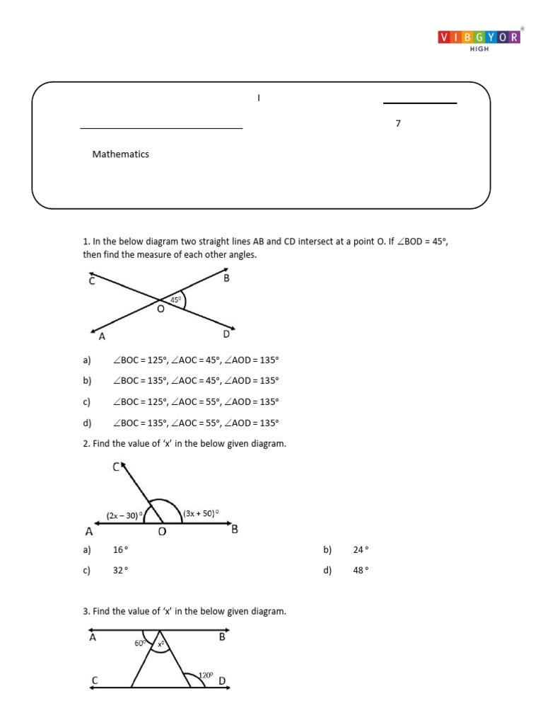 GR - 7 - Unit 4 - Math - Revision | PDF