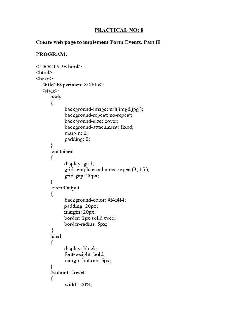 CSS Practical 8 | PDF