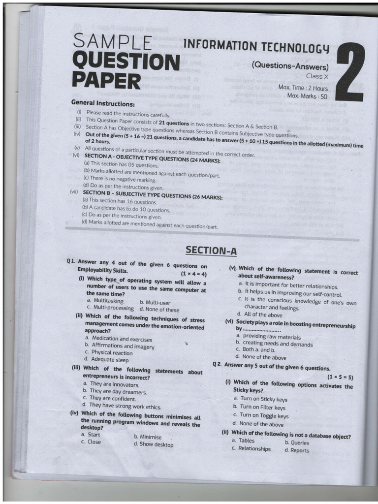 Sample Paper 3 IT (402) - 1 | PDF