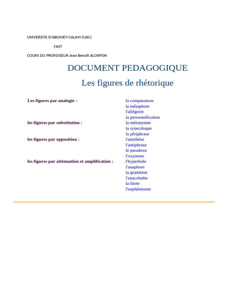 Les Figures de Rhétorique Détaillées | PDF | Métaphore | Poésie