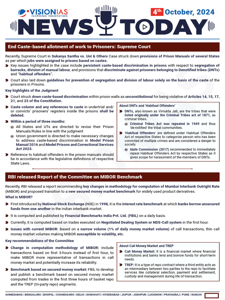 VisionIAS Daily Current Affairs 04 October 2024 | PDF